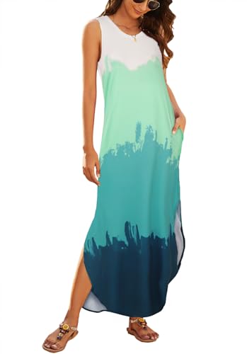 Image of Hount Women's Casual Summer Sleeveless Dress Loose Split Maxi Dresses with Pockets
