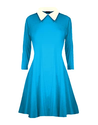 Gum & Berries Girls Collar Swing Dress Long Sleeves Flare Franki A Line Midi Skater Dresses Kids Uniform Top Turquoise 7-8 Years