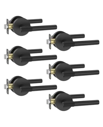 Asidrama 6 Pack Matte Black Passage Interior Door Handles