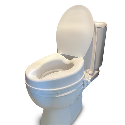 Raised Toilet Seat 4inch 10cm with Lid for Elderly and Disabled, Comfortable Raised Toilet Riser for Adults, Ideal for Elderly and Limited Mobility Aid