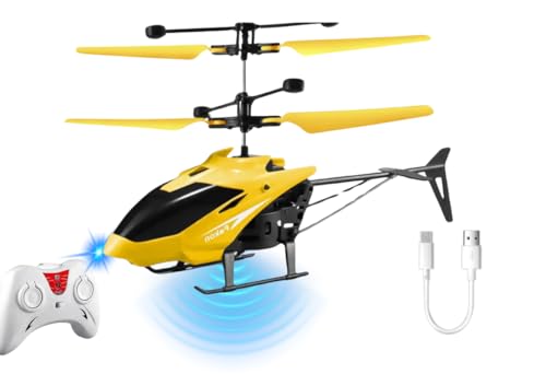 Image of Remote Control Helicopter Toy for Kids Gravity Sensing with, Rechargeable Battery, LED Lights Indoor Toy for Ages 6+ Birthday Gift Chirstmas Gift, (Pack of 1) (Yellow)