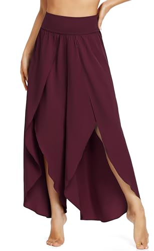 Image of IUGA Flowy Pants Wide Leg Pants for Women High Split Palazzo Pants Beach Pants for Casual Yoga Dance Summer