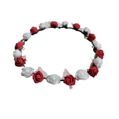 Flower Tiara | Princess Crown | Floral Style Headband | Hair Accessories | Crown For Queen | Garland (Red & White) (B0BCF2BP6M) Amazon Price History, Amazon Price Tracker