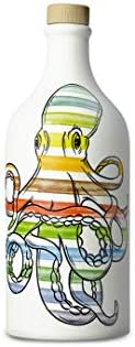 Antico Frantoio Muraglia, Premium Italian Extra Virgin Olive Oil, First Cold Press, Pop Art Collection, OCTOPUSES, Collectible Handmade Ceramic Bottle 17 Fl.oz (500 ml) evoo