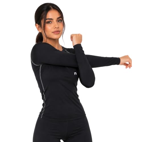 Image of NEVER LOSE Women Compression T-Shirt Top Plain Athletic Fit Multi Sports Cycling, Cricket, Football, Badminton, Gym