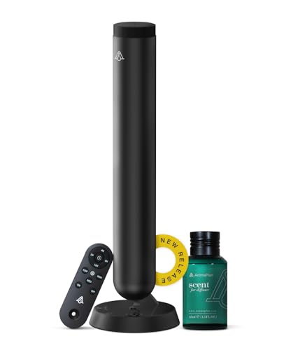 Slim Pro 2025 Waterless Tower Diffuser (Fragrance Included) - Diffuser for Aromatherapy Oils - No Noise, Easy Scent Adjustment & Energy Saving - Wireless Pro for Home, Office & Hotel (Black)