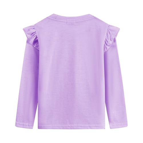Girls Ruffle Long Sleeve Shirts Soft Crewneck Cute Butterfly Shirt Wild Like My Curls T-Shirts Pink Cotton Tee 2-7 Years3