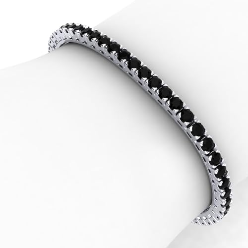 sayes.com Bransoletka tenisowa Apollo Collectiondostępna w 18-karatowym białym złocie (750) z naturalnym diamentem z certyfikatem Black 7,35ct z brylantowym szlifem