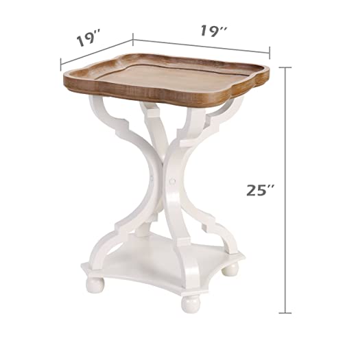 Cozayh Rustic Farmhouse Tray Top End Table White Natural Finish Mdf Mdf Tray Top Farmhouse Mdf End Tables #TOP1