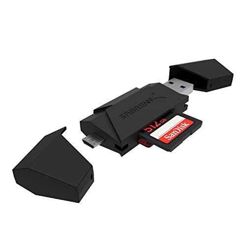 Sabrent 2-Slot Micro USB OTG and USB 3.0 Flash Memory Card Reader for Windows, Mac, Linux, and Certain Android Systems - Supports SD, SDHC, SDXC, MMC/MicroSD, T-Flash [Black] (CR-UMMB)