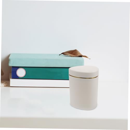 Mini papelera de mesa blanca con tapa de presión miniatura 6