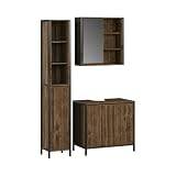 Vicco Set di mobili da bagno Naola, Quercia/nero, 70 cm