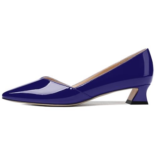 ROSERWISH Womens Slip On Wedding Business Casual Patent Pointed Toe Chunky Low Heel Pumps Shoes 1.5 Inch2