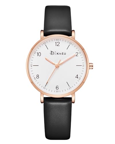 CIVO Montre Femme Noir Etanche: Montre Femme Analogique - Cuir Montre Quartz Élégant