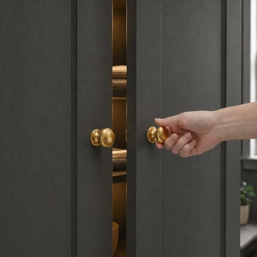 Image of trust4care 2-Pack Brushed Satin Gold 1.5 inch Bifold Closet Cabinet Knobs Pulls