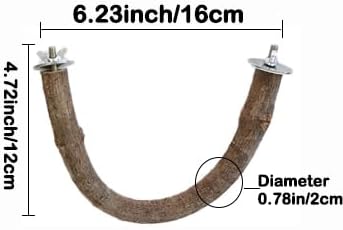 2Pcs 6.2inch Parrot Bird Natural Wood Stand Perch Swing U Shape Stick Bird Perches Bird Cage Toy for for Small to Regular Size Birds image 5