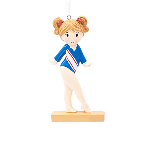 Uniqxmas Personalized Gymnastics Christmas Ornament 2023 - Free Handwritten Customization | Gymnast Girl Figurine In Blue Leotard On Balance Beam For Xmas Tree | Unique Keepsake - Custom Name & Year #TOP1