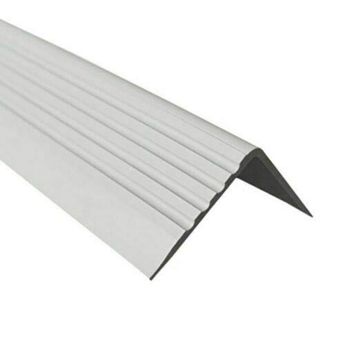TMW Profiles RGP PVC Bullnose Stair Nosing 50mm × 42mm – Light Gray– Anti-Slip Grooved, 1.18m Long (Light Gray) — image 1