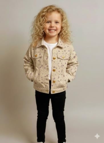 Image of A.T.U.N. (ALL THINGS UBER NICE) Trendy Girls Denim Jacket | Casual Outerwear with Full Button Front, Smart Collar & Pockets | Stylish Casual Kids Jacket for Everyday, Travel, Party & Daily Style
