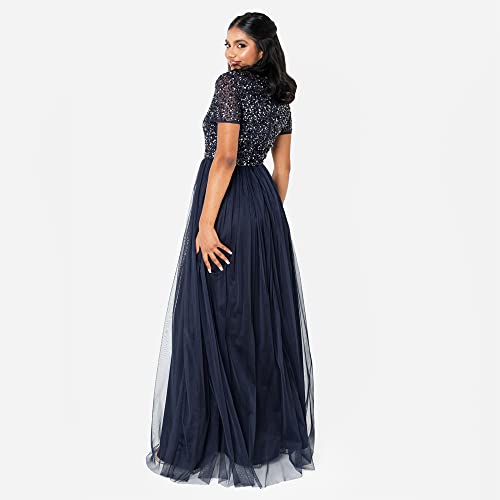 Maya Deluxe Maya Berry Embellished Halter Neck Maxi Dress Robe de Demoiselle d'honneur, bleu marine, 42 – vue 6