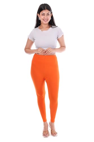 Image of TPF Women Solid Cotton Lycra Stretchable Leggings | Comfortable Ankle-Length Slim Fit Leggings for Women & Girls | Soft, Breathable Wear Bottoms
