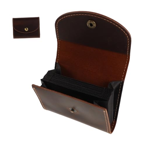 Minimalist Accordion Card Holder for Men Genuine Credit Card Organizer with Snap Button Closure Slots Capacity Business Case