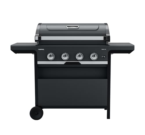 Campingaz Xpert 100 L Plus Rocky Barbacoa Gas para Piedra Volcanica, con 2 Quemadores, 7.1 kW de Potencia,2 Parrillas de Acero Cromado,2 Mesas Laterales y Rocas de Lava,Negro, 98 x 48 x 124 cm