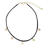 SWOOMEY Cadena de Clavícula de Pentágono Simple y Elegante Negro Collar de Moda Colgante de Aleación para Mujer para Fiesta de Despedida de Soltera