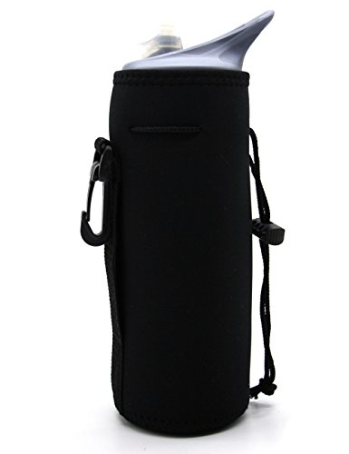 Water Bottle Sleeve Neoprene Bottle Carrier Nylon Bottle Sleeve For 22 Oz/550 Ml Glass Water Bottle Great For Stainless Steel And Plastic Bottles, Sport And Energy Drinks (Black) #TOP2