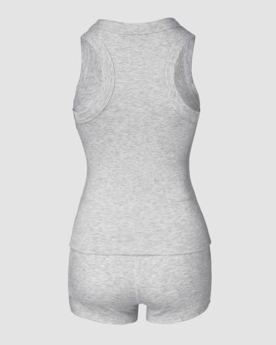 CHICME Womens Pajama Sets Casual Sleeveless Tank Top and Shorts Ribbed Knit 2 Piece Lounge Set4