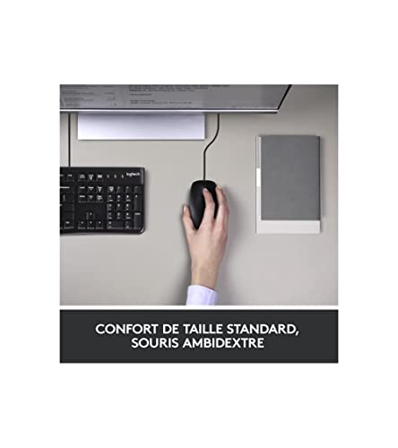 Logitech MK120 Combo Teclado y Ratón con Cable para Windows, Disposición AZERTY Francés, Negro - imagen 3