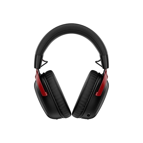 HyperX Cloud III S, Casque Gaming sans Fil, Bluetooth/2,4 GHz, PC/PS5/Xbox, jusqu'à 200h de Batterie, transducteurs 53 mm, DTS, Micro 10 mm, Rouge et Noir