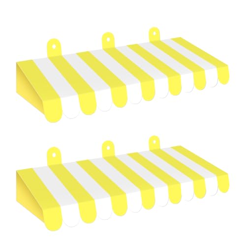 Image of 2 Piece Circus Awning Decoration 3D Carnival Tent Awning Wall Decorations for Circus Theme Party, Carnival Stand, Party Favors Supplies (Yellow and White)