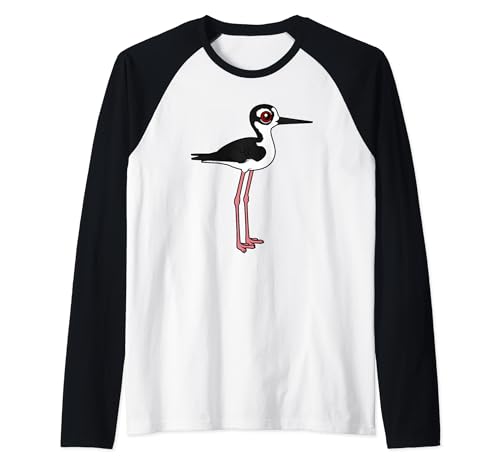 Cute Cartoon Black-necked Stilt Birdorable Bird Species Raglan Baseball Tee