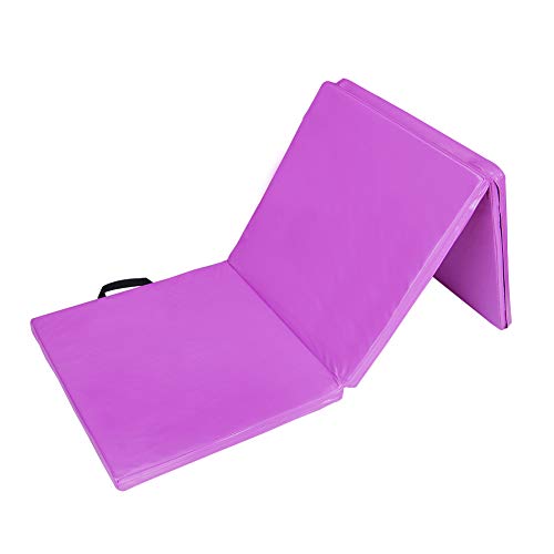 Polar Aurora 2'x6'x2 Gymnastics Folding Mat Fitness Aerobics Exercise Yoga Tumbling Mat Colors (Purple)