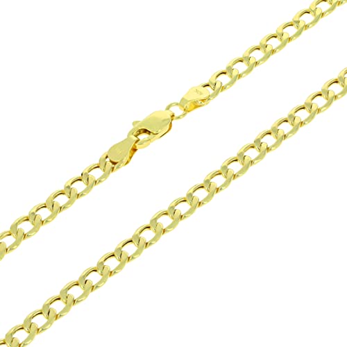 Nuragold 10K Yellow Gold 4.5Mm Cuban Curb Link Chain Pendant Necklace, Mens Womens Lobster Clasp 16" 18" 20" 22" 24" 26" 28" 30" #TOP20