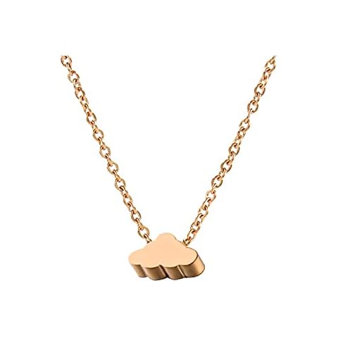 AMOR SPES Silver Gold Rose Gold Cloud Pendant Necklace for Women Clavicle Chain Chocker Gifts for Family Friends Stainless Steel (Rose Gold) Cover