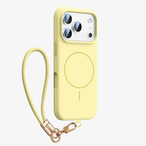 Housse iPhone 17 Pro silicone jaune mince avec support de charge magnétique - 2