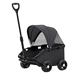 Klappbarer Mini-Hundewagen für Mini-Haustiere,Multifunktionaler Klappbarer Tierwagen mit Sonnenschutz Teleskopgriff,Doggie Wagon mit 4er 360°Drehrädern Inkl,für kleine Hunde Katzen bis 10kg(Schwarz)