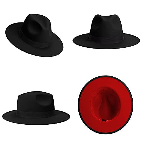 Image of Womens & Mens Fedora Hats, Wide Brim Fedora Hats for Women Men