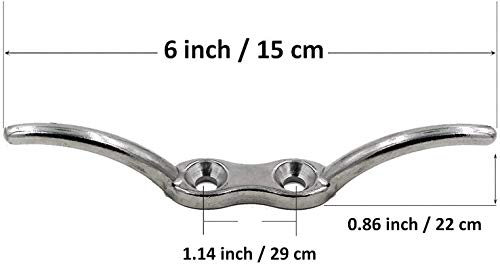 Auxphome Stainless Steel 316 Flag Pole Cleat 6 Inch Cleat W/Hardware - Non-Rusting - No Flag No Rope #TOP1