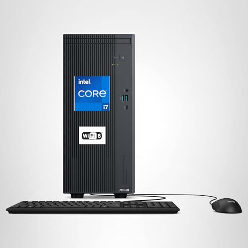 ASUS V500 Tower Desktop Computer | Intel Core i7 13620H (10 Cores, 24MB Smart Cache, Up to 5GHz) | 16GB DDR5 RAM, 512GB PCIe SSD | WiFi 6, Bluetooth 5.4 | Intel UHD Graphics | Wired KB & Mouse