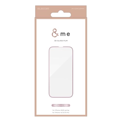 エレコム iPhone 16e ガラスフィルム フレーム付き 強化 保護 硬度10H 耐衝撃 衝撃吸収 【ガイド枠付き】 指紋防止 自己吸着で貼りやすい エアーレス メタリック PM-A25SFLGFPNM