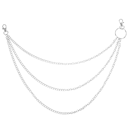 Waist Chain Heavy Duty Metal Trousers Chains Punk Silver Color Hip Hop Wallet Keychain Round Clasp Goth Keyring Goth Accessories for Pants Jeans Trucker Biker Motorcycle Men Women