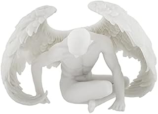 Nude Winged Male Angel Sitting Marble Finish Statue