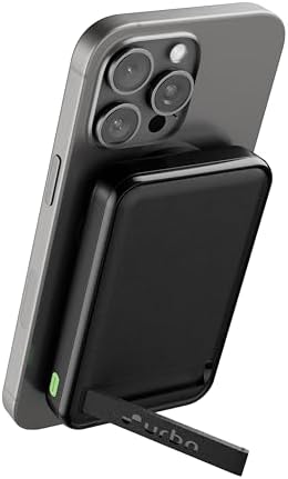 URBN Wireless Power Bank for iPhone, 10000mAh MagSafe Charging with Stand, 22.5W QC+PD Output, Strong Magnetic, for iPhone 12 & Above, Android & Other Qi Enabled Devices (Black)