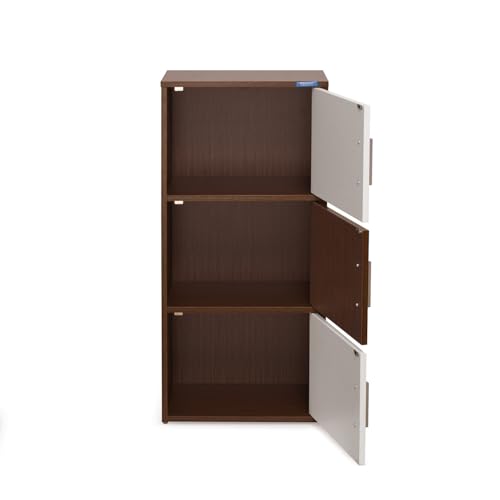 Image of Nilkamal Sear Plus 3 Tier Wooden Free Standing Storage Cabinet | Engineered Wood | Multipurpose Storage Organizer for Clothes, Books, Toys | Legno Oak /Frosty White