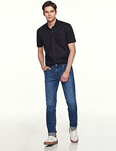 Cqr Men's Regular Fit Short Sleeve Shirts, 100% Cotton Button-Up Casual Poplin Shirt, Short Sleeve Poplin Black, Large #TOP4