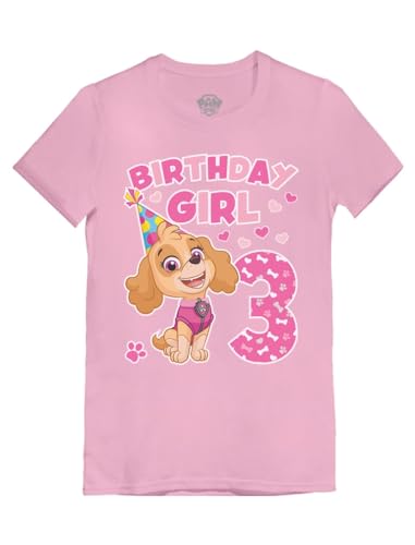 Image of Tstars Skye Birthday Girl 3 Gifts for Three Years Old Bday Paw Patrol Theme Party Toddler Kids Girls Fitted T-Shirt A51144d