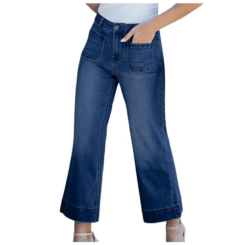 Jean large femme taille haute en denim confortable